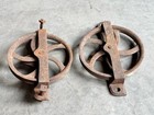 Pair C 1895 Barn Door Floor Guide Rollers  Rides On Half Pipe Track  9 75  Dia