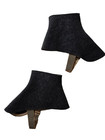 Vintage Women s Wool Spats W leather Straps Intact  Black charcoal  4 Button