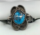Vintage Southwest Navajo Style Sterling And Turquoise Ring Signed Ah