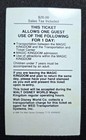 Disney Ticket Walt Disney World Magic Kingdom One Day One Guest Admission 1986