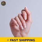 Kiss Core French Tip Press On Nails Almond  White  Medium Length  32 Count