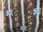 Vintage Mario Buatta For Fabriaz Roses   Bows On Chocolate Chintz Fabric Nvrused