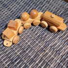 Wooden Train Set With Stackable Wood Blocks Toddler Educational Learning Toy