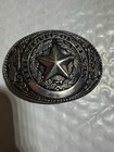 Men Silver Metal Belt Buckle Western Cowboy Texas State Lone Star Oval Jean Pant