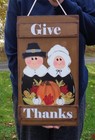 18  Give Thanks Happy Thanksgiving Personalized Pilgrim Couple Pumpkins Sign