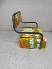 Vintage 70 s Booster Seat Portable Toddler Child Floral Vinyl W Metal Arms