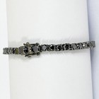 Unisex Black Diamond Tennis Bracelet In 925 Sterling Silver Black Gold Finish  