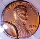 1974d Error Pcgs Ms63 Brockage   Pc Lincoln Cent Nice Ch Bu   Coin Nice Color Nr