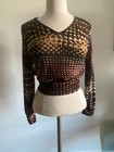 Psssy Women s Sheer Stretch Top Long Sleeve Black Mesh Y2k Style Size Medium