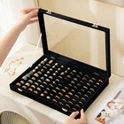 Frebeauty 100 Slots Ring Organizer Tray velvet Ring Clear Lid Velvet 100 Slots