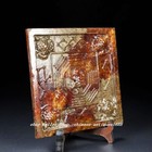 5 5  China Dynasty Natural Hetian Jade Carvedragon Tortoise Turtle Copper Mirror