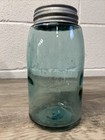 Quart Blue Mason s Patent Nov 30 1858 Jar With Three Dots On Bottom