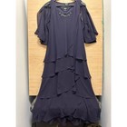 Slny Womens Tiered Chiffon Maxi Dress Beaded Bolero Jacket Set Purple Size 14