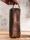 Pencil Case Crazy Horse Cowhide Leather Pen Pouch Cosmetic Bag Storage Zipper