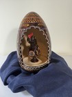 Vintage Wood Hand Painted Cutout Egg With Chicken Pysanky Ukrainian Art