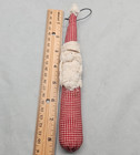2 Vtg Handmade Primitive Fabric Santa Skinny American Style Christmas Ornament
