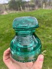 Vintage Hemingray Aqua Green Blue Cable No  2 Pat  1893 Insulator  chipped