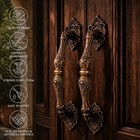 2x Antique Brass Victorian Rococo Door Handle 15  Vintage Ornate Pull Pair