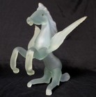 Frosted   Muted Glass Flying Horse Rearing Pegasus Figure 11 1 8  Tall