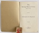 Antique Vintage The Savings Bank Book Information For Depositors Utica  New York