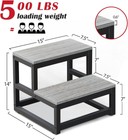 2 Tier Heavy Duty Steel   Sturdy Wooden Step Stool Helper  For Adults Kids Gray
