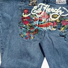 Ed Hardy Baggy Wide Leg Tattoo Graphic Jeans Blue Medium Wash Size 32 Nwt