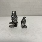 Vintage Miniature Owl   Eagle Pewter Set