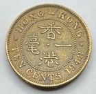1948 Hong Kong Ten Cent Coin - 10c - World Ten Cents Coin - Free Shipping
