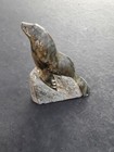 Vintage Handcarved R  Powers Signed Eskimo Inuit Stone Seal Sculpture