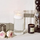 Comsaf Glass Cylinder Vase 8 Inch Tall  Clear Ribbed Decor For Centerpieces   De