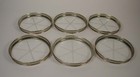 6 Webster Sterling Silver Rimmed Etched Star Motif Glass Coasters 3 1 8  H 
