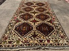 4x6 Vintage Oriental Rug Antique Handmade Hand-knotted Tribal Geometric 4x7 Ft