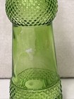 Green Glass Bottle Decorative Textured Design Vintage Approx 7  Tall