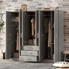 6 Doors Wood Wardrobe Armoires Closet 3 Drawer Storage Clothes Cabinet Organizer