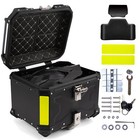 Black 45l Motorcycle Top Case Tail Box Thick Aluminum Hard Trunk   Backrest New