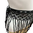 Black Belly Dance Hip Scarf Xl Crochet Fringe Waist Belt Festival Boho Costume