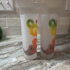 Vintage Federal Glass Frosted Fruit Tom Collins Glasses Set Of 2