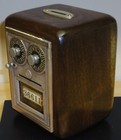 Antique U S Post Office Box Door Bank-dual Dial  button bullseye -walnut