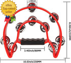 4 Pack 10 Double Row Tambourine  Half Moon Musical Tambourine 20 Metal Jingles H