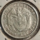 1911 Colombia 10 Centavos  900 Silver Coin