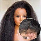 13x4 Lace Front Wig With Curly Edges Hairline 180  Kinky Straight Human Hair Wig