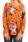 Womens V-neck Hollow Out Long Sleeve Tunic Tops Blouse Casual Floral Shirt Tops