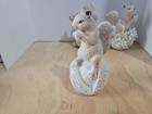 Lot Of 3 Resin Glittery Squirrels Sitting On Nut  Acorn   Pine Cone 5  Tall Each