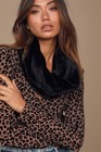 Faux Fur Infinity Scarf Black One Size Convertible Double Wrap West Loop Women s
