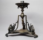 Antique Victorian Bronze 3 Sided Ornate Tazza   Candle Stick Stand Swan dragons