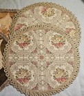 Vtg Metallic Trim Belgium Velvet Floral   Floral Tapestry Table Toppers 4 Pieces