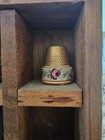 Vintage Sewing Thimbles Lot Of 9 Brass  Silver  Embroidered 