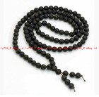 6 8 10mm Black Lava Stone 108 Prayer Beads Tibet Buddhist Mala Necklace Bracelet