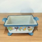 Large Italian Majolica Foot Bath Planter Jardini  re Hand Painted Handles Fruit