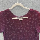 Vtg 90s All That Jazz Dress Juniors Large Purple Heart Glitter Knit Swing Mini